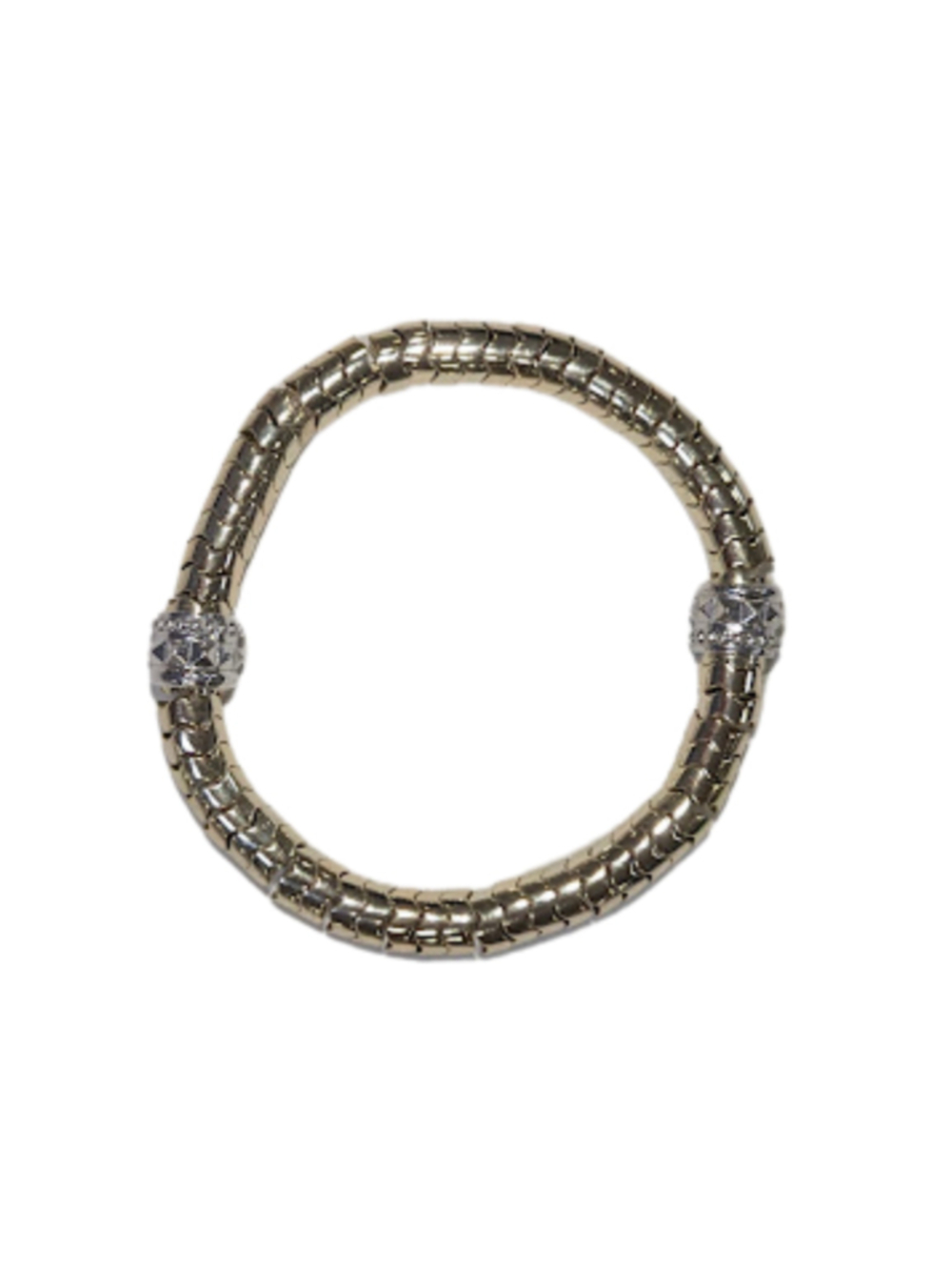 Two Tone Gold Silver Stretch Bracelet Stackable Beaded Mixed Metal Jewelry